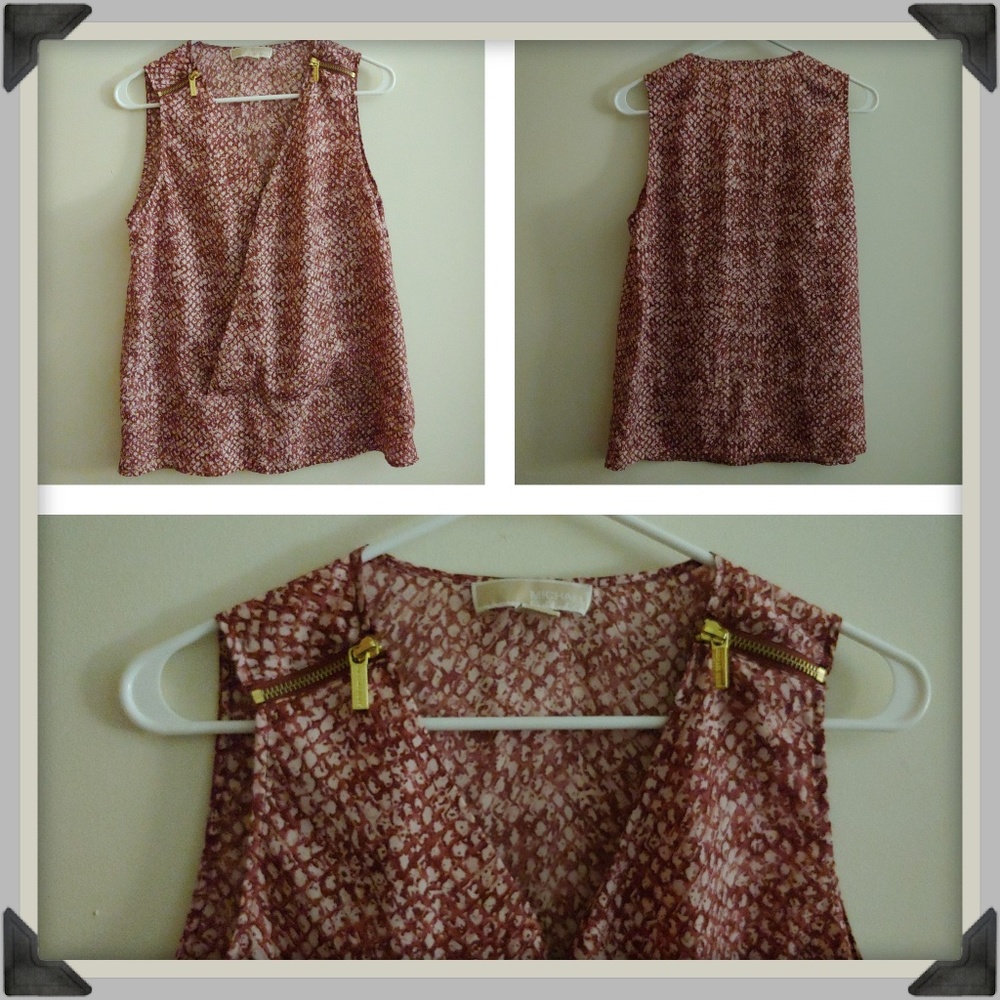 MK Michael Kor's Zip Sleeve Sleeveless Blouse